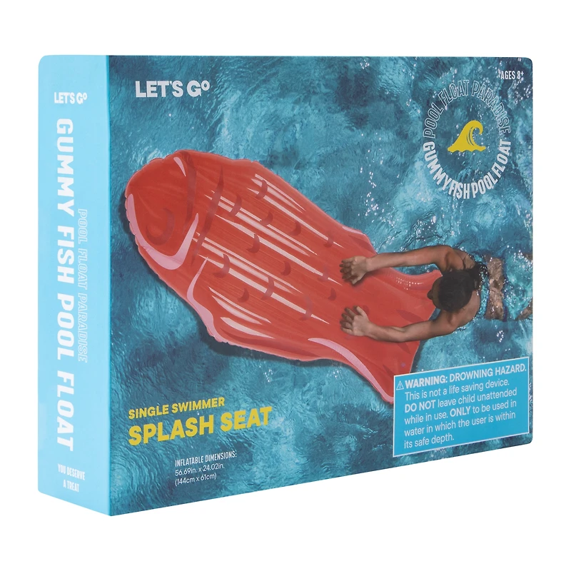 Gummy Fish Pool Float Splash Seat 56.69in x 24.02in