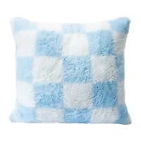 Blue Checkered Soft Pillow 16in x 16in x 2.5in