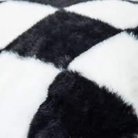 Faux Fur Checkered Pillow 16in x16in x 2.5in