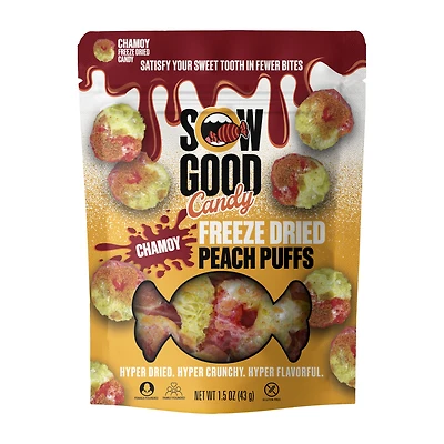 Sow Good Chamoy Freeze Dried Peach Puffs Candy 1.5oz