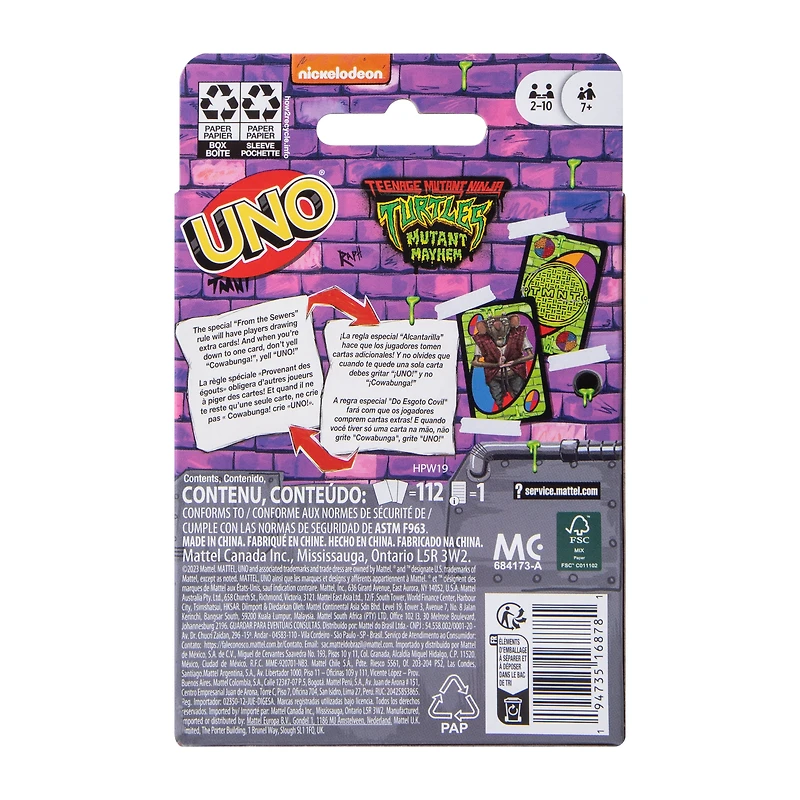 UNO® Teenage Mutant Ninja Turtles Mutant Mayhem Playing Card Game