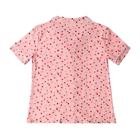 Juniors Notch Collar Printed Top