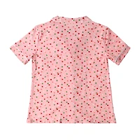 Juniors Notch Collar Printed Top