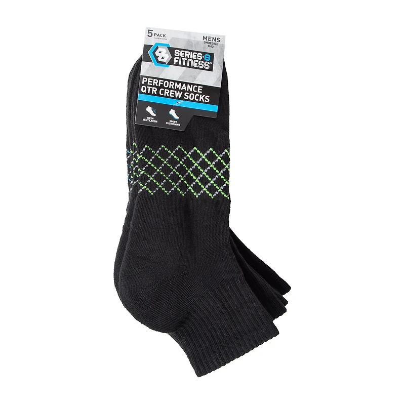 Young Men's Series-8 Fitness™ Performance Qtr Crew Socks 5-Pack