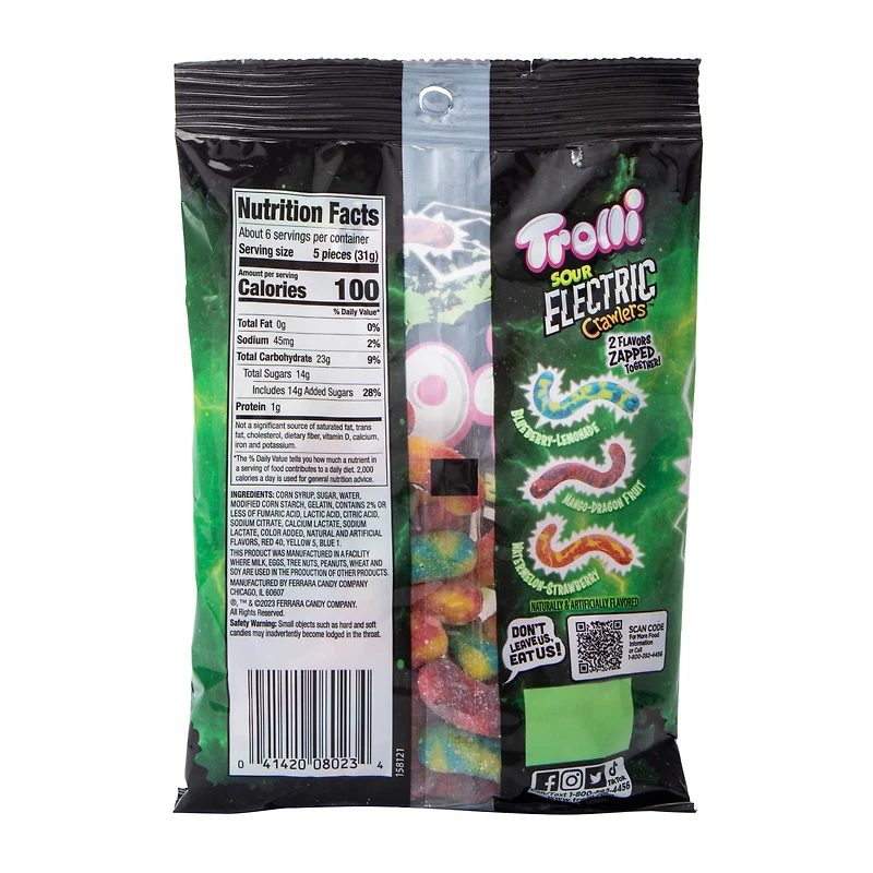 Trolli® Sour Electric Crawlers™ 2-Flavor Zapped Together Gummi Candy 6.3oz