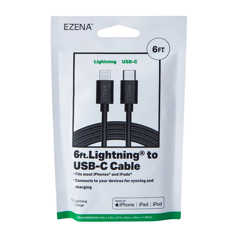 Ezena™ Lighting® To USB-C Cable 72in