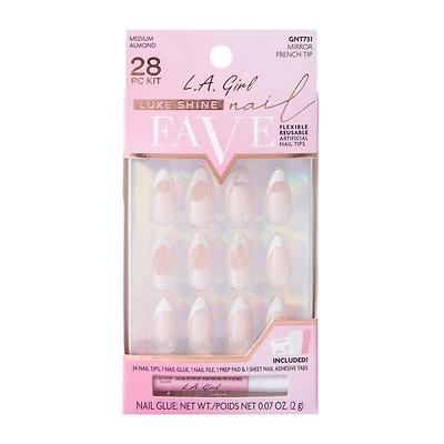 L.A. Girl Fave Mirror French Tip Luxe Shine Nails Kit 28-Pcs