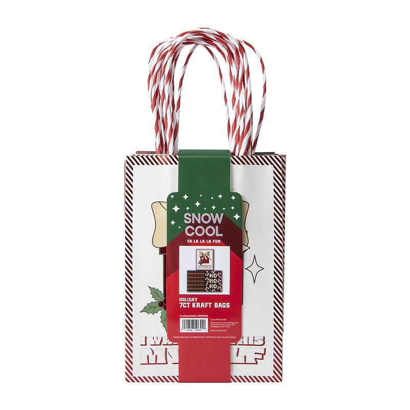 Christmas Holiday Kraft Bags 7-Pack