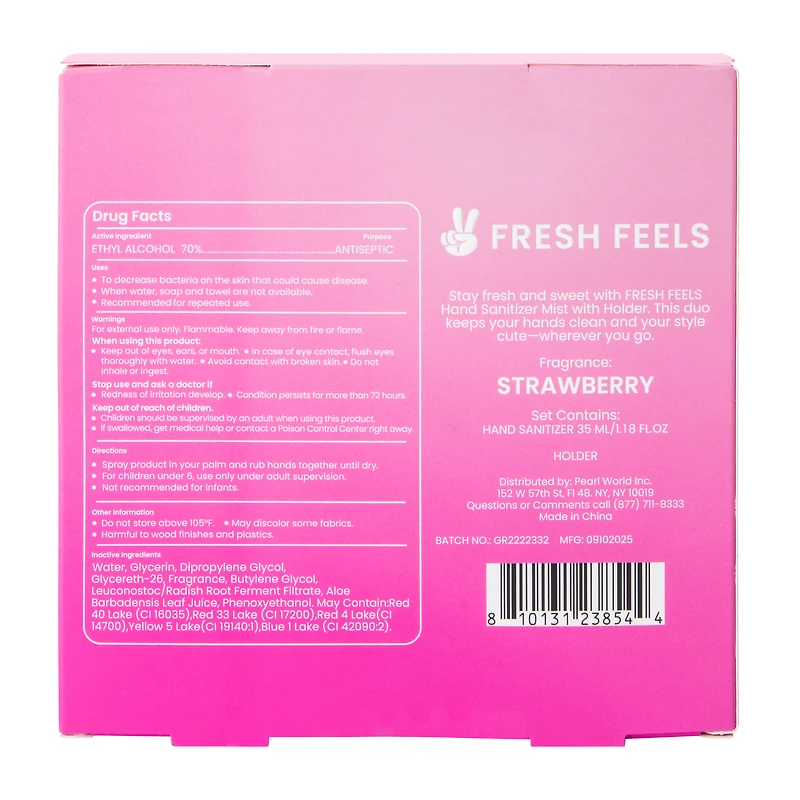 Fresh Feels Strawberry Scent Hand Sanitizer Mist With Holder 1.18oz