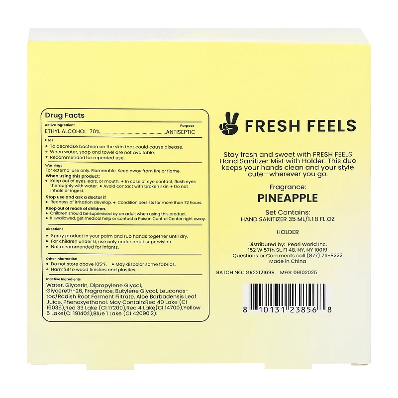 Fresh Feels Pineapple Scent Hand Sanitizer Mist With Holder Set 1.18oz