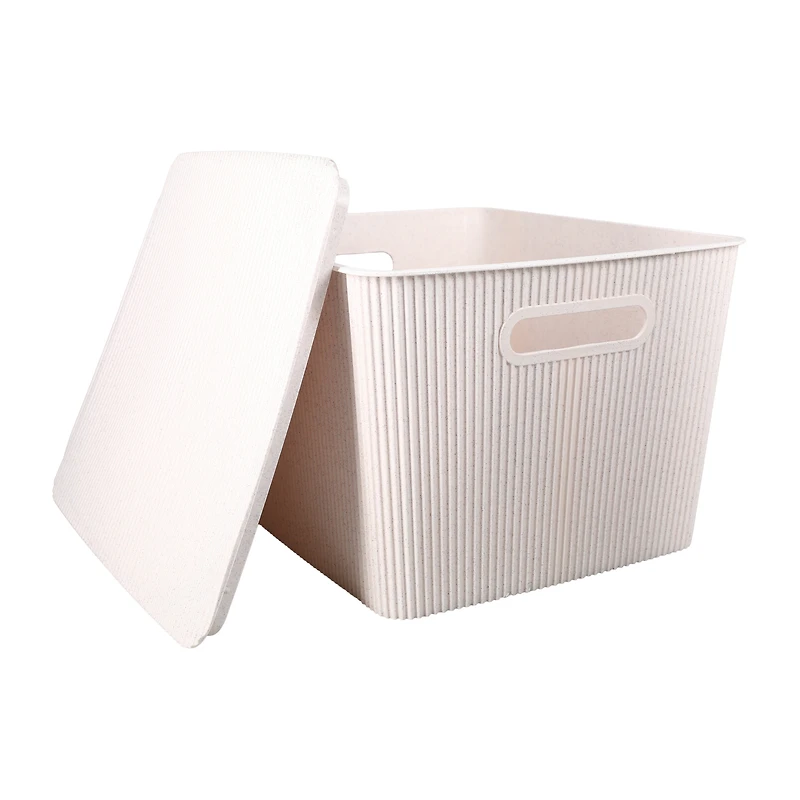 Large Wheat Straw Bin With Lid