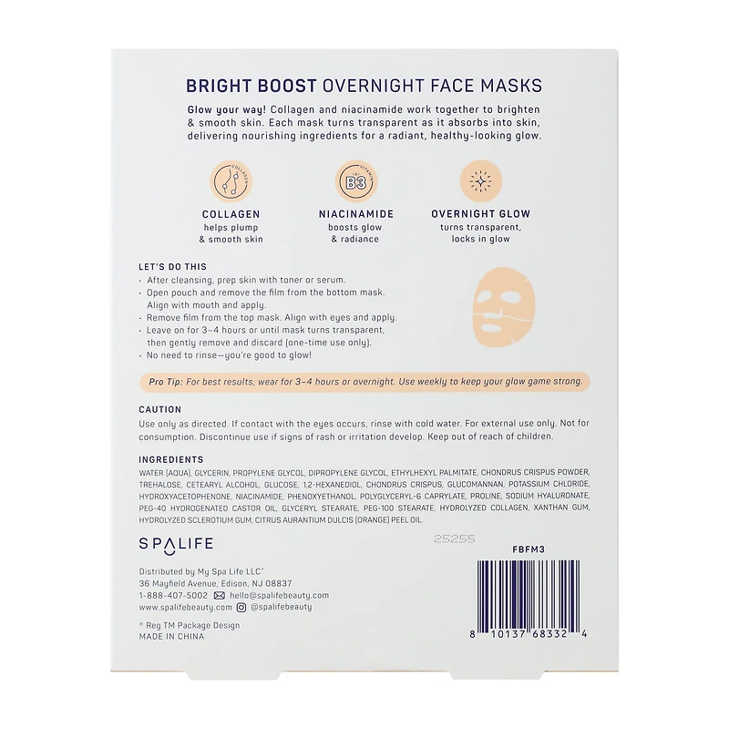 Spalife Bright Boost Overnight Face Masks 3-Pack