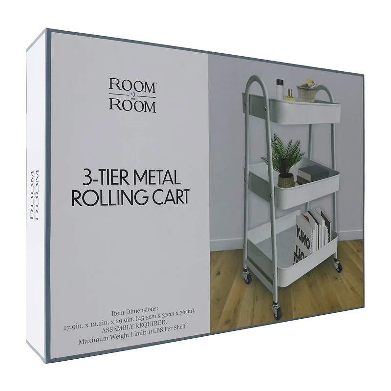 3-Tier Metal Rolling Cart