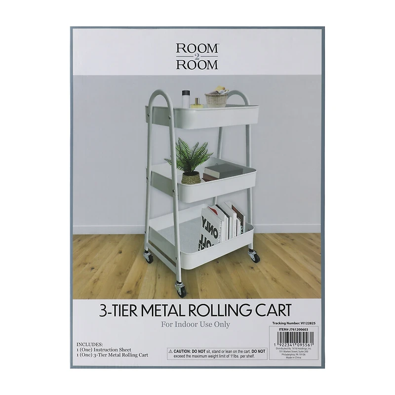 3-Tier Metal Rolling Cart