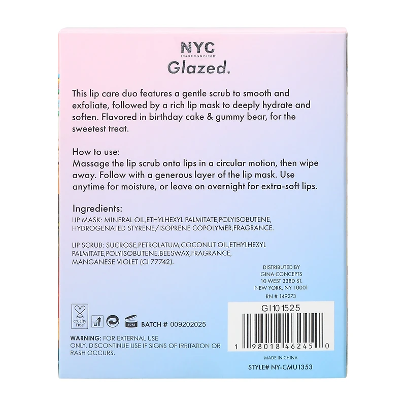 NYC Underground® Glazed Lip Mask & Scrub 2-Pack Set
