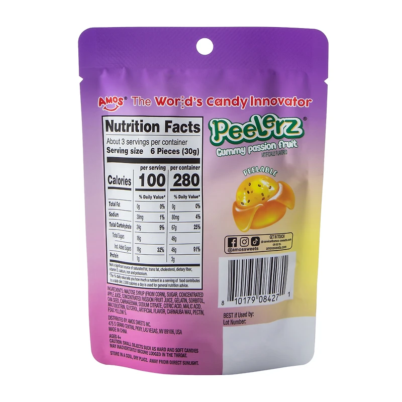 Peelerz Passion Fruit Gummy Candy 3oz