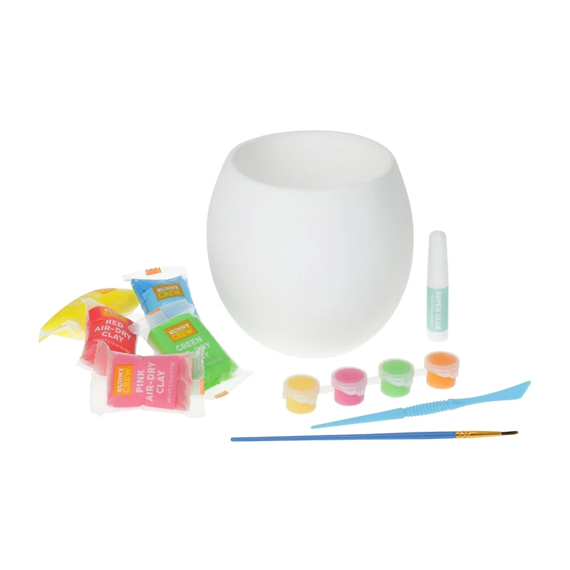 Sunny Crew Decorate Your Own Air-Dry Clay Planter Set