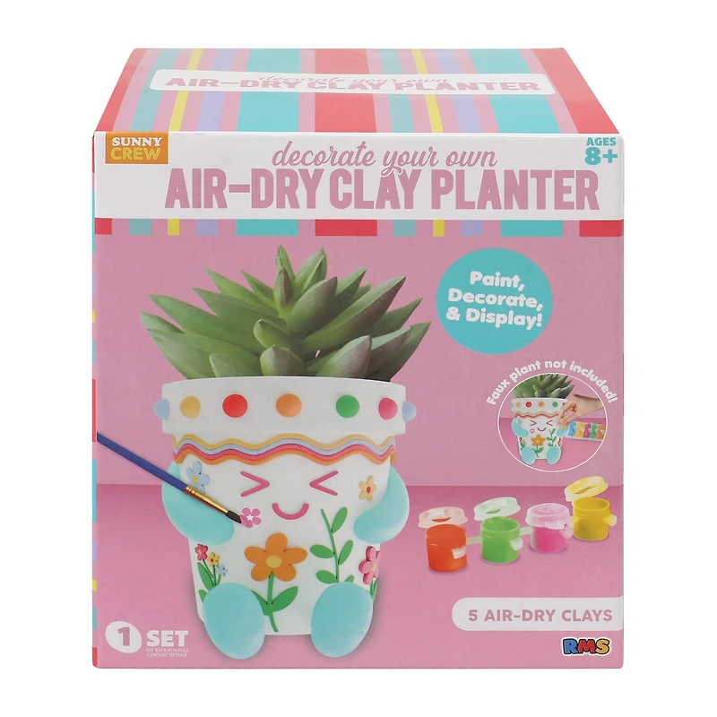 Sunny Crew Decorate Your Own Air-Dry Clay Planter Set