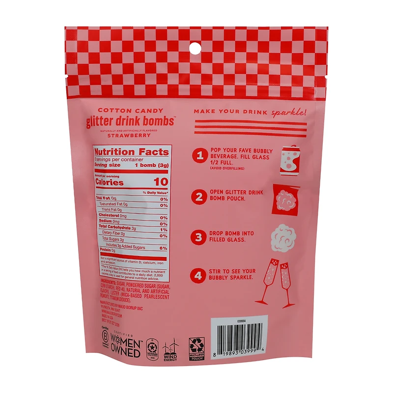 Maud Borup® Cotton Candy Glitter Drink Bombs 0.6oz