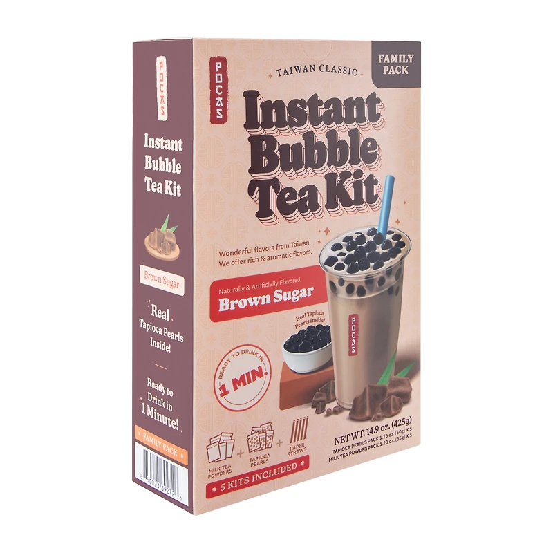 Pocas Taiwan Classic Instant Bubble Tea Family Pack Kit 14.9oz
