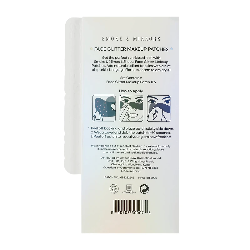 Smoke & Mirrors Glitter Freckles Shimmer Pink Face Glitter Makeup Patches 6-Sheets