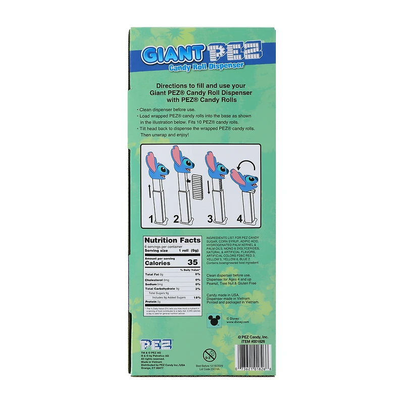Disney Stitch Giant Pez® Candy Roll Dispenser 1.7oz