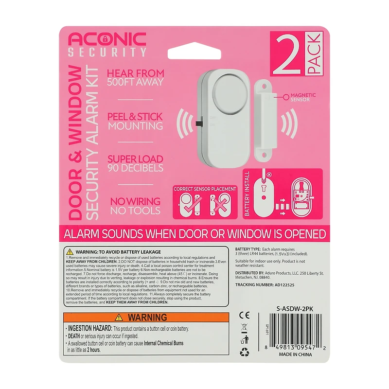 Door & Window Security Alarm Kit 2-Pack