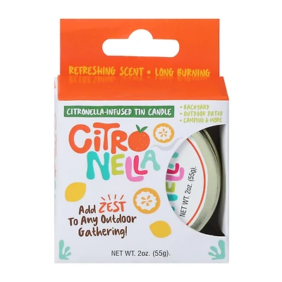 Citronella Infused Tin Candle 2oz