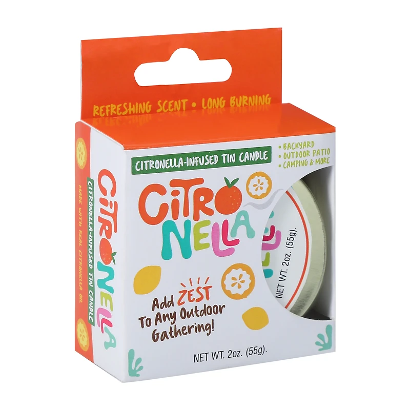 Citronella Infused Tin Candle 2oz