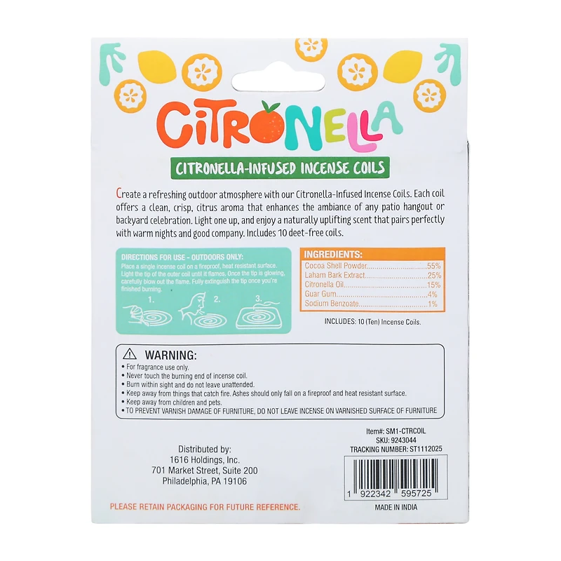 Citronella Infused Incense Coils 10-Pack