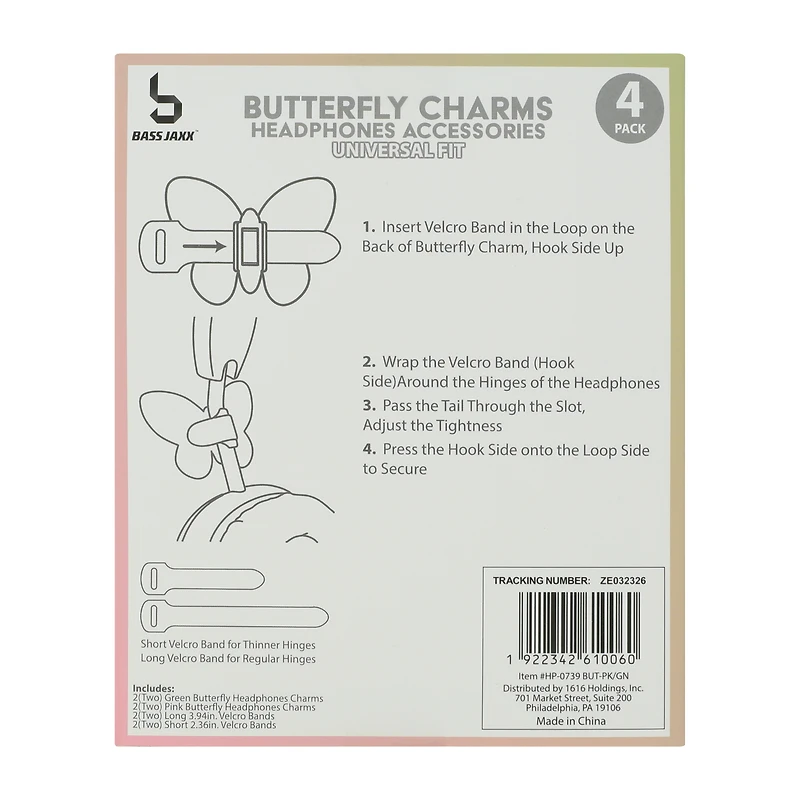 Bass Jaxx™ Butterfly Charms Headphones Accessories 4-Pack
