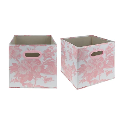 Toile Print Cube Storage Bins 2-Pack