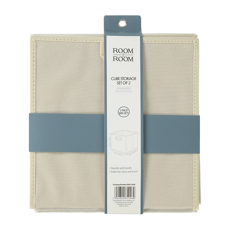 Linen Cube Storage Bins 2-Pack