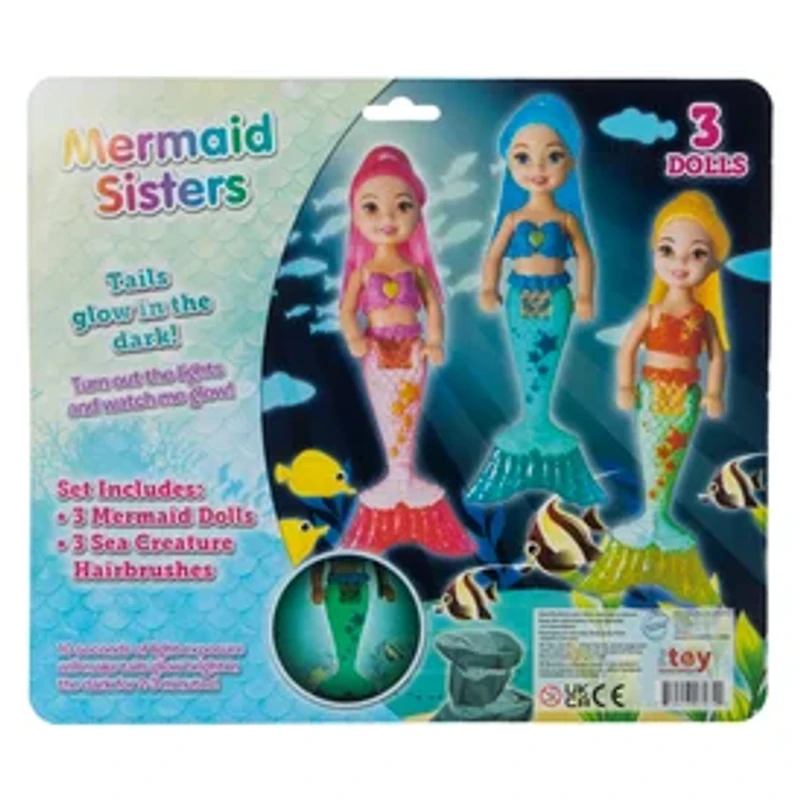 Mermaid Sisters Glow In The Dark Dolls 3-Count