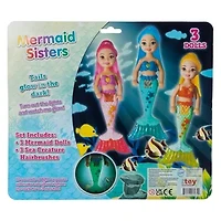 Mermaid Sisters Glow In The Dark Dolls 3-Count