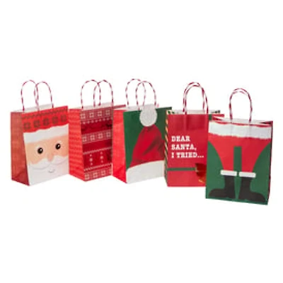 Medium Christmas Kraft Bags 5-Count