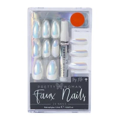 Pretty Woman Faux Nails 24-Piece Set - Pink Chrome