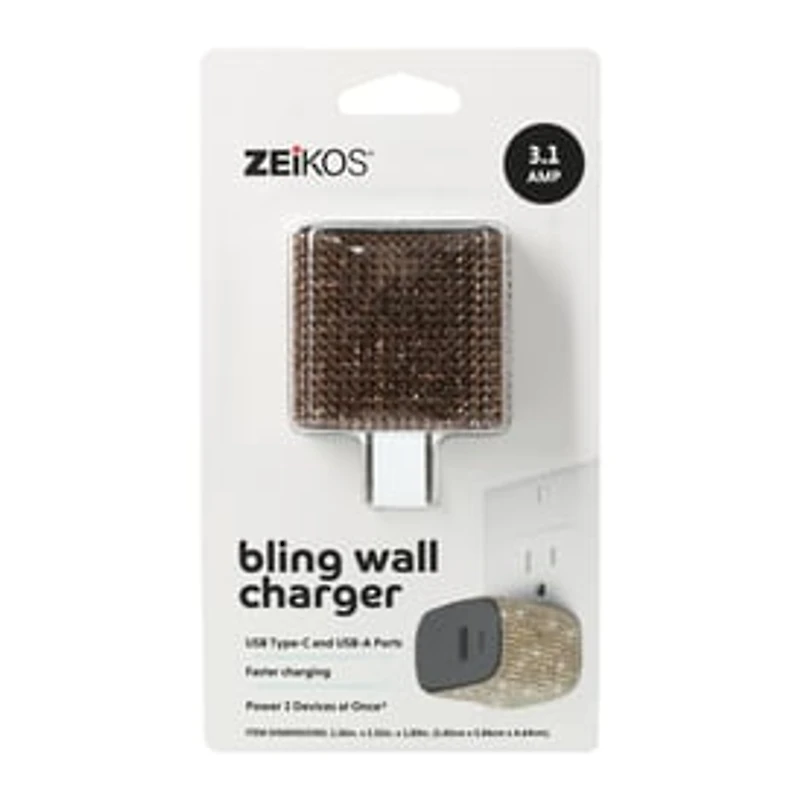 USB-A & USB-C Bling Dual Wall Charger 3.1 Amp
