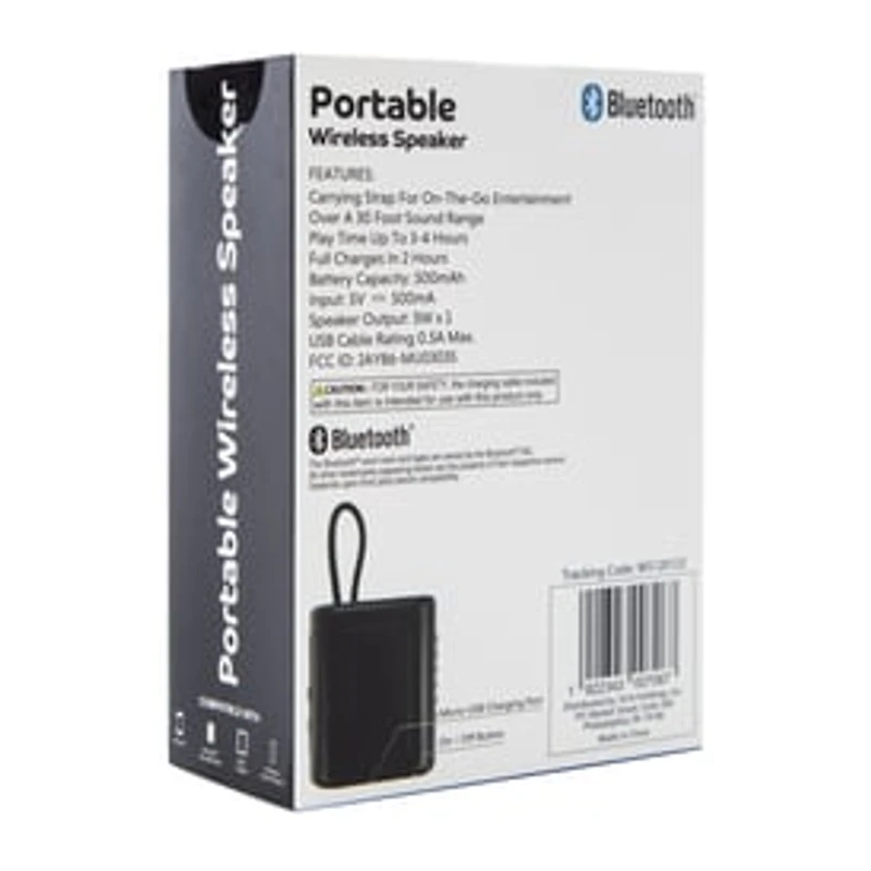 Fabric Wrapped Portable Wireless Speaker 3.54in x 3.11in