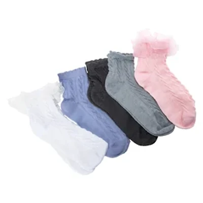 Ladies Ruffle-Ankle Socks 5-Pack