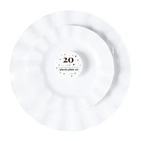 Cream Plastic Plate Set 20-Pack