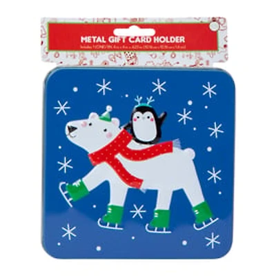 Holiday Tin Gift Card Holder 4in x