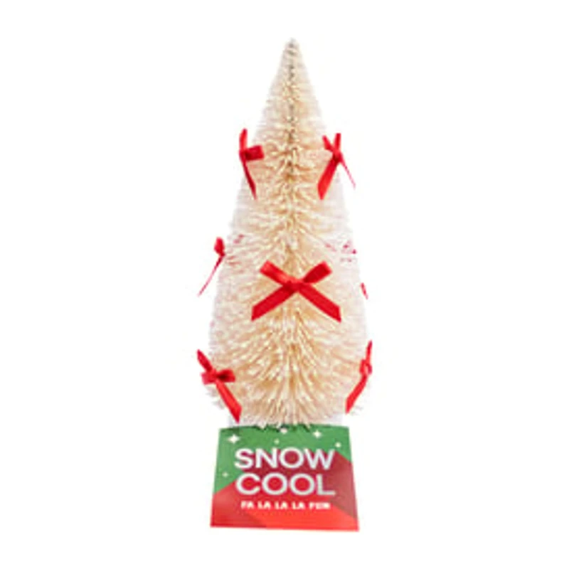 Christmas Brush Trees W/ Bows Décor