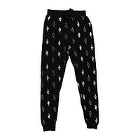 Juniors Plush Joggers - Black w/ Metallic Foil Lightning