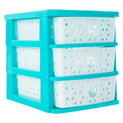 Stackable Lattice 3-Drawer Mini Organizer 7.5in