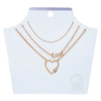 Gold Heart Layering Necklaces 3-Piece Set