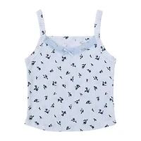 Juniors Floral Rib Tank Top