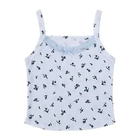 Juniors Floral Rib Tank Top