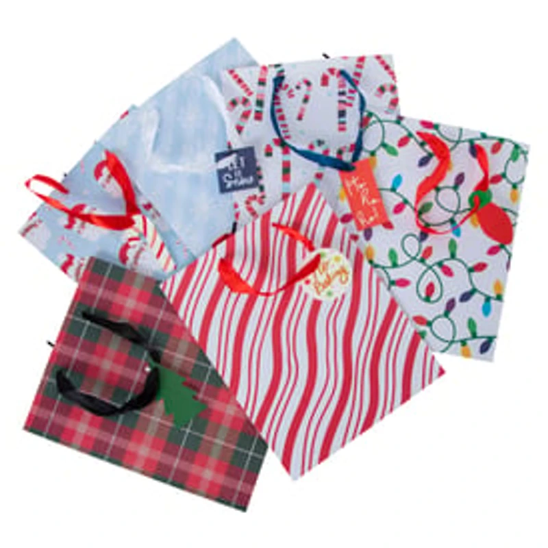 Holiday Medium Gift Bag 6-Pack 7in x 9in