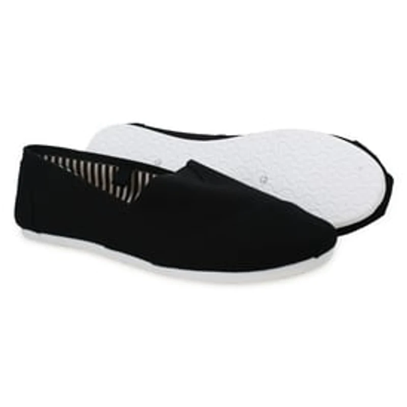 Ladies Canvas Slip-On Shoes - Black